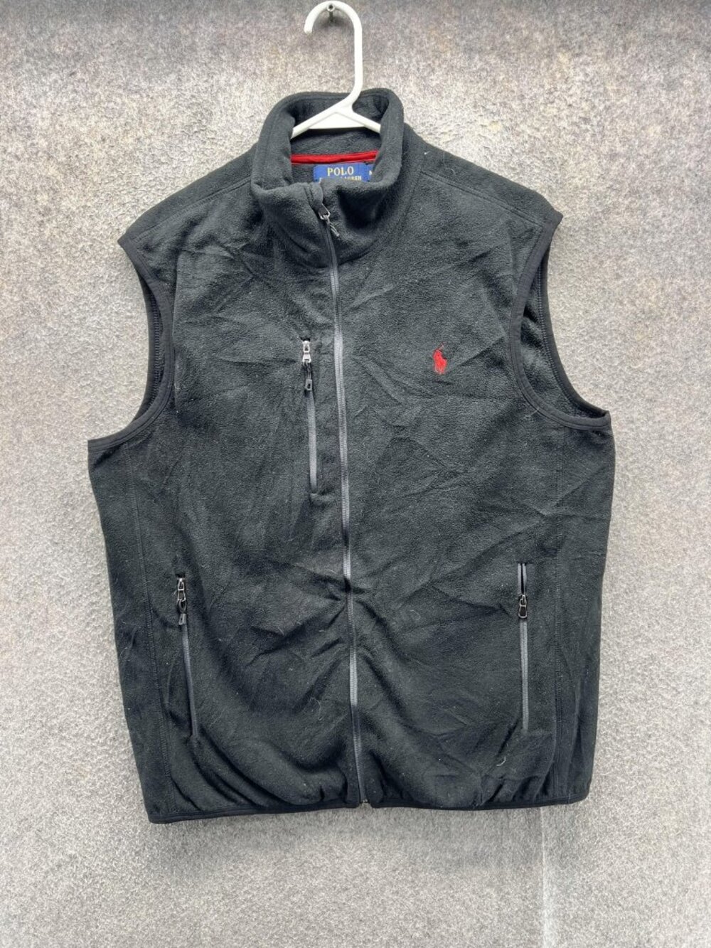 Polo Ralph Lauren Vest Mens Medium Black Fleece Full Zip Performance Outdoor